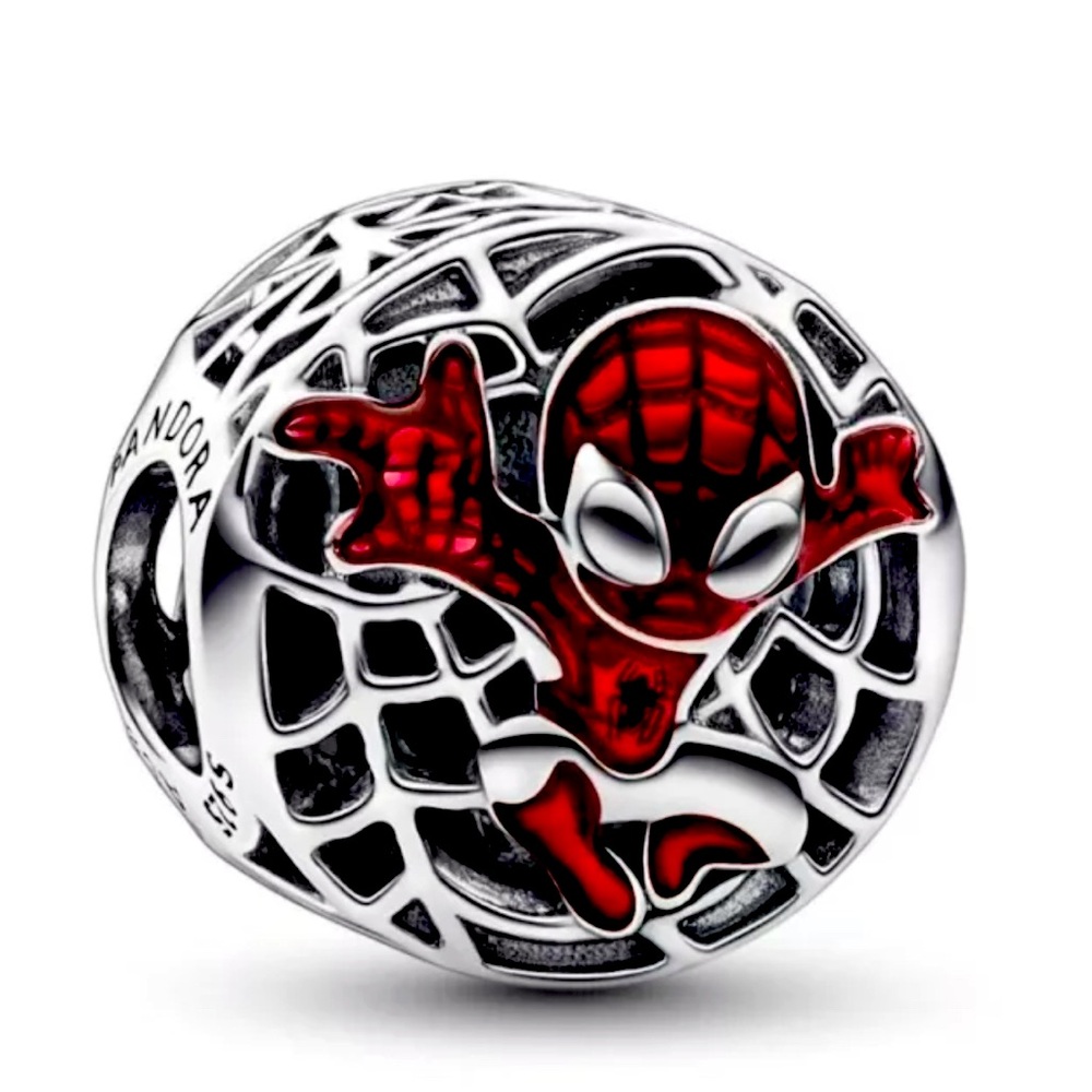 Authentic Pandora Marvel Spider-Man #792350C01 Soaring City Bead Charm    A21